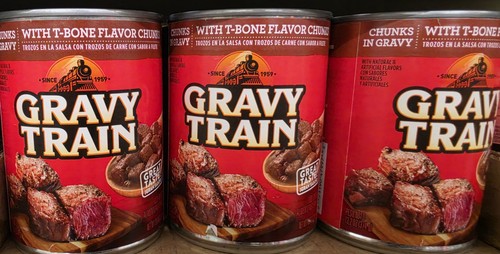Gravy train canned dog food - train,